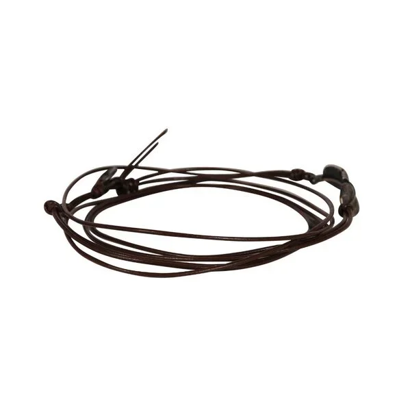 M Cohen Brown Leather Rope Feather Bracelet 925 Silver Convertible Necklace